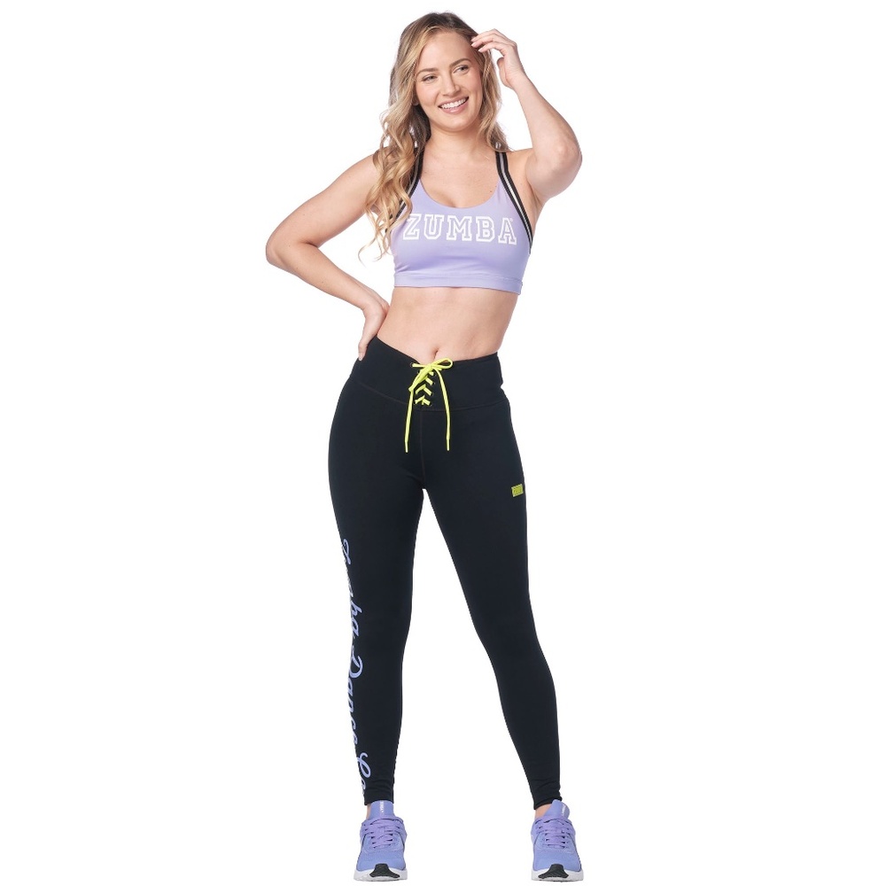 Zumba Dance Co. Laced Up Waistband Ankle Leggings (Size Small)